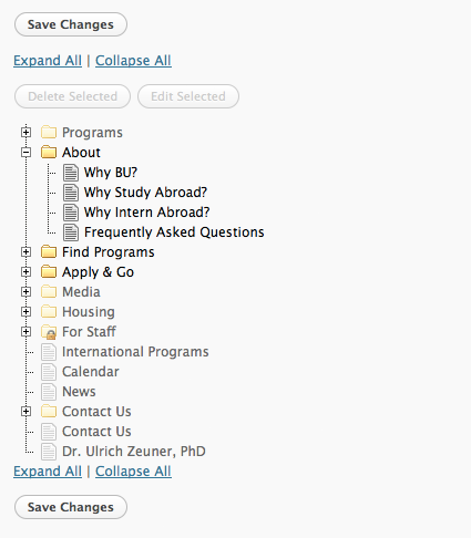 Navigation Management Plugin Screenshot